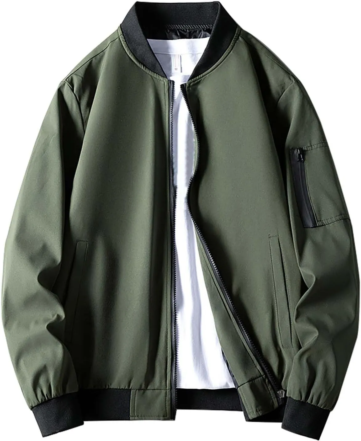 Men's Lightweight Bomber Jackets Light Track Pilot Zip Fx Standing Jacket Thin Casual Windbreaker Light Jackets