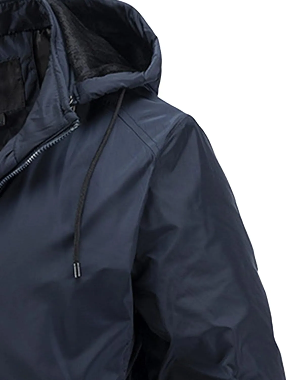 Men's Packable Hooded Bomber Jacket Lightweight Sportwear Zipper Windbreaker Business Casual Cotton Varsity Coat