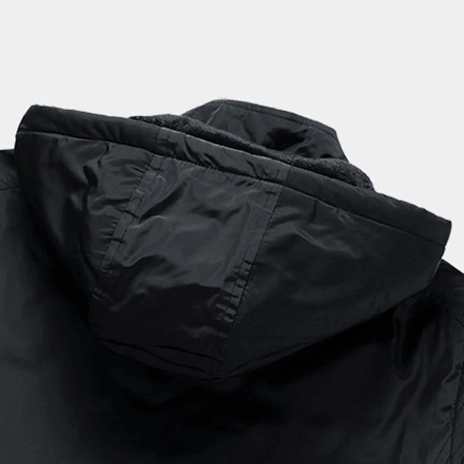Men's Packable Hooded Bomber Jacket Lightweight Sportwear Zipper Windbreaker Business Casual Cotton Varsity Coat