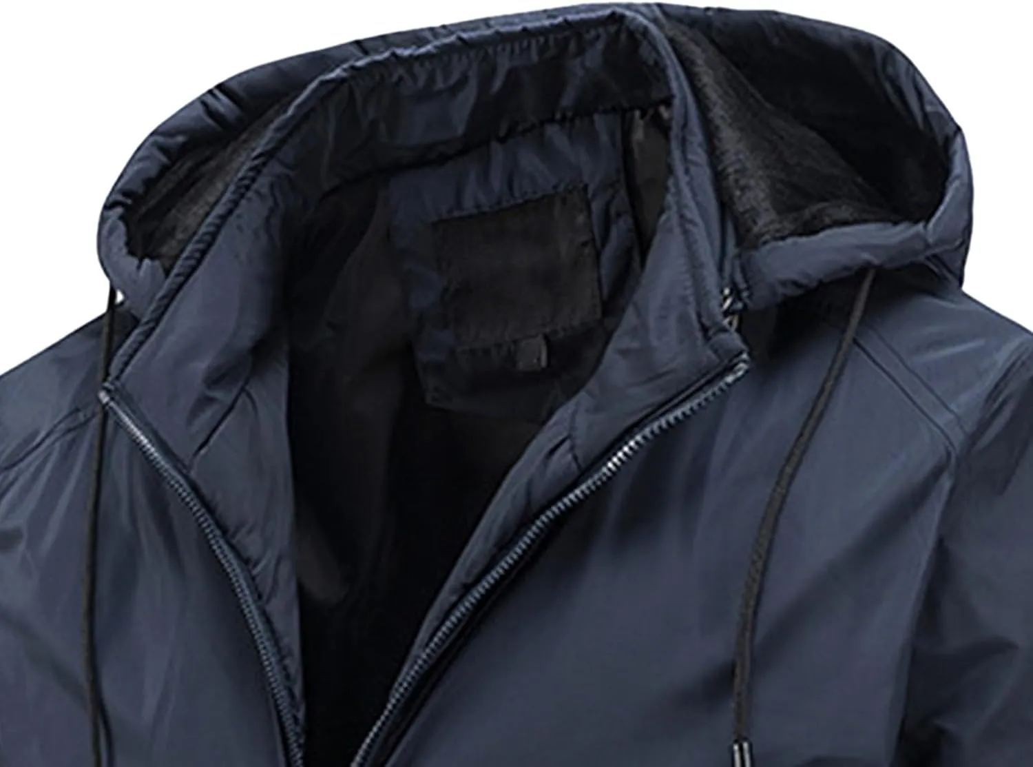 Men's Packable Hooded Bomber Jacket Lightweight Sportwear Zipper Windbreaker Business Casual Cotton Varsity Coat