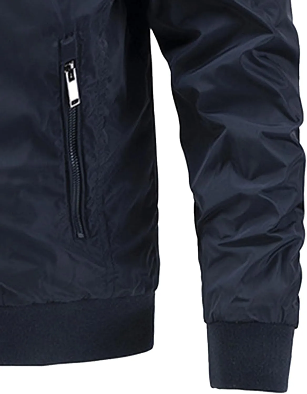 Men's Packable Hooded Bomber Jacket Lightweight Sportwear Zipper Windbreaker Business Casual Cotton Varsity Coat