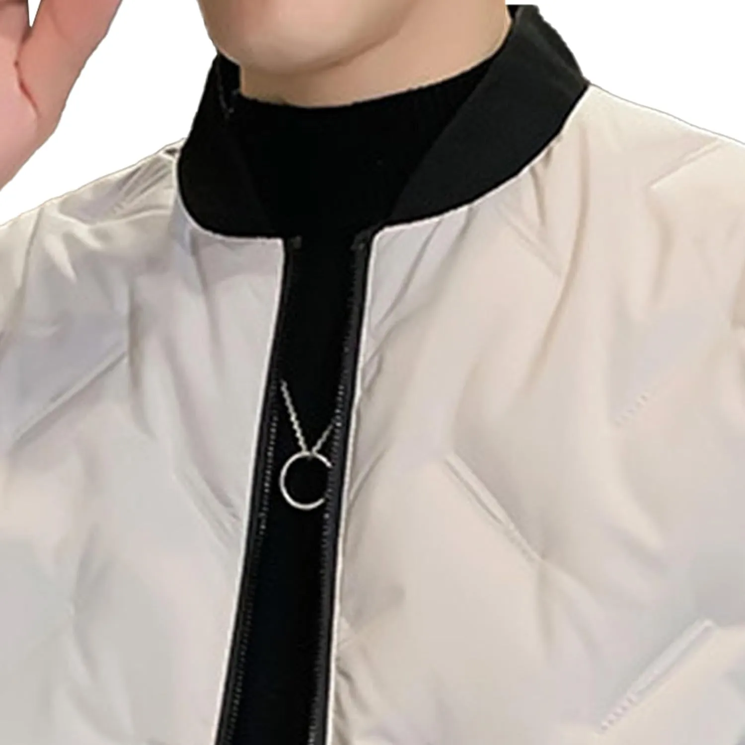 Mens Puffer Quilted Jacket Lightweight Casual Baseball Bomber Jackets Thermal Sportwear Cropped Down Coats