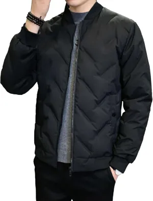Mens Puffer Quilted Jacket Lightweight Casual Baseball Bomber Jackets Thermal Sportwear Cropped Down Coats
