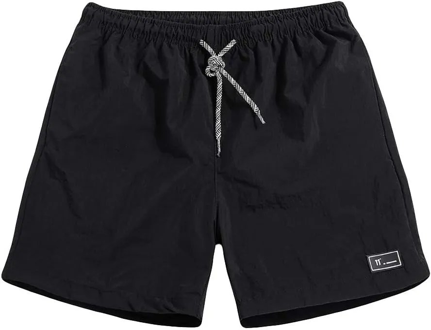 Mens Quick Dry Activewear Workout Shorts Summer Beach Fashion Casual Solid Shorts Elastic Waist Drawstring Pants