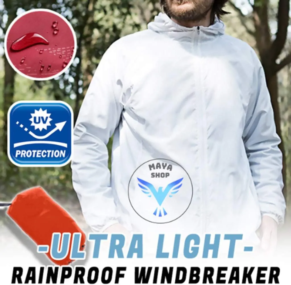 Mens Rain Jackets Waterproof with Hood Long Sleeve Outdoor Hiking Cycling Hooded Lightweight Windbreaker Jackets