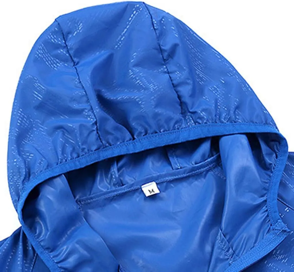 Mens Rain Jackets Waterproof with Hood Long Sleeve Outdoor Hiking Cycling Hooded Lightweight Windbreaker Jackets