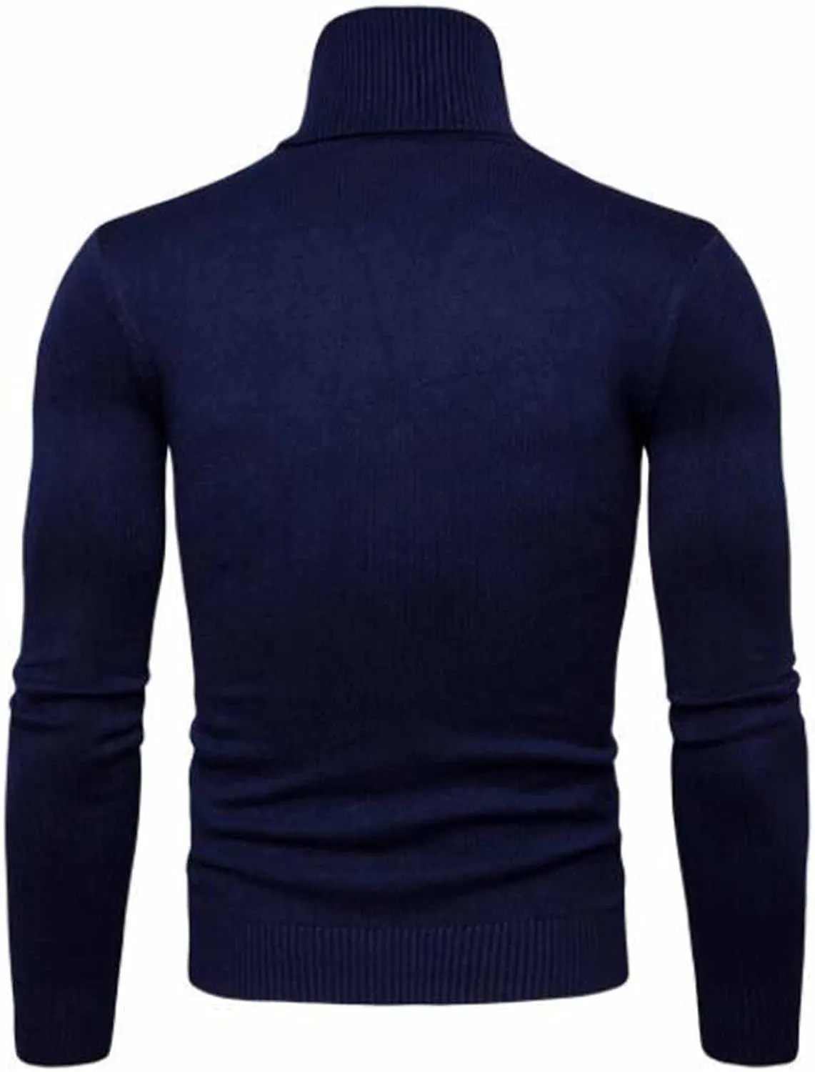 Mens Ribbed Slim Fit Knitted Turtleneck Pullover Sweater Classic Stretch Long Sleeve Basic Casual Solid Jumper Tops