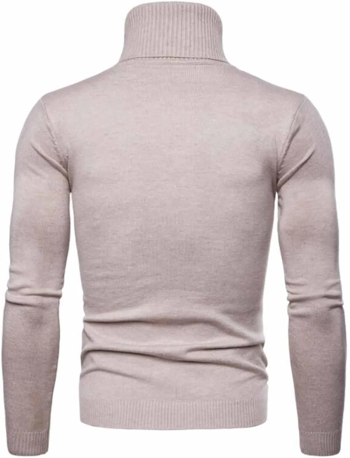 Mens Ribbed Slim Fit Knitted Turtleneck Pullover Sweater Classic Stretch Long Sleeve Basic Casual Solid Jumper Tops