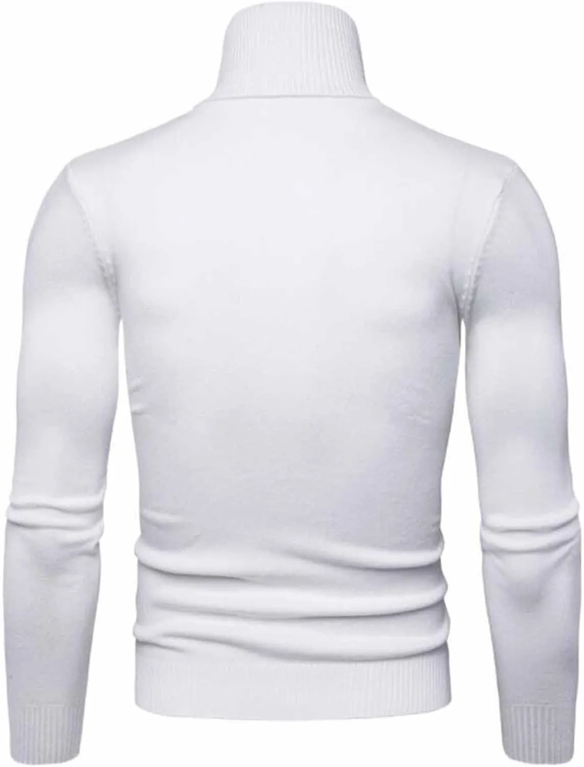 Mens Ribbed Slim Fit Knitted Turtleneck Pullover Sweater Classic Stretch Long Sleeve Basic Casual Solid Jumper Tops