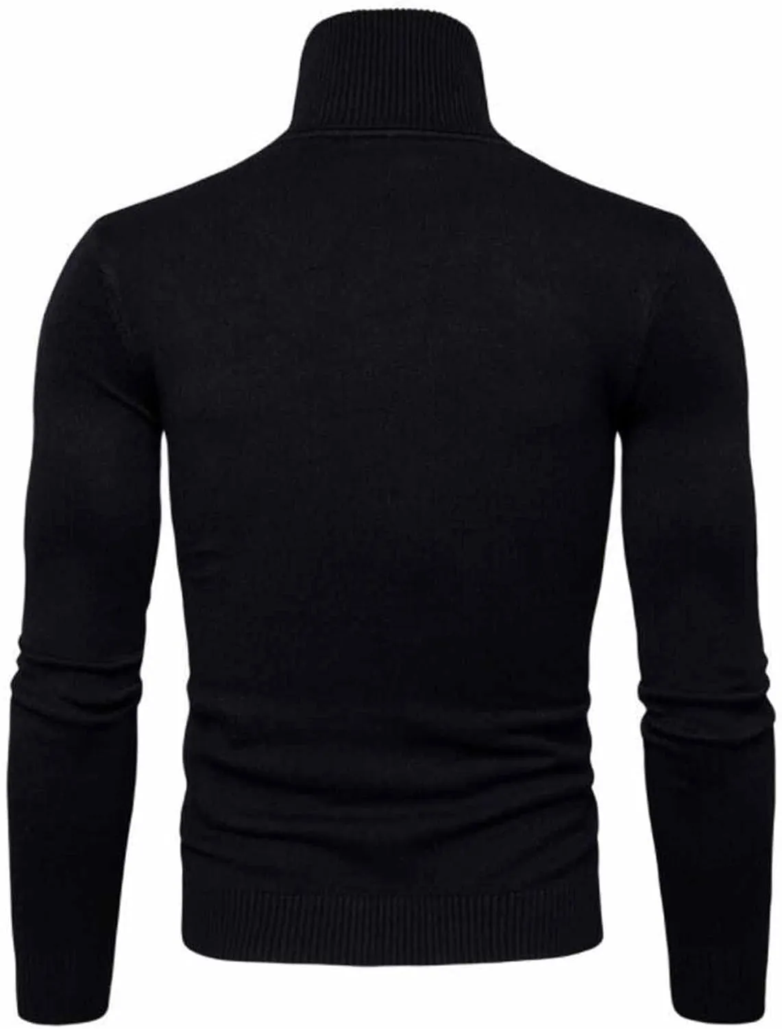 Mens Ribbed Slim Fit Knitted Turtleneck Pullover Sweater Classic Stretch Long Sleeve Basic Casual Solid Jumper Tops
