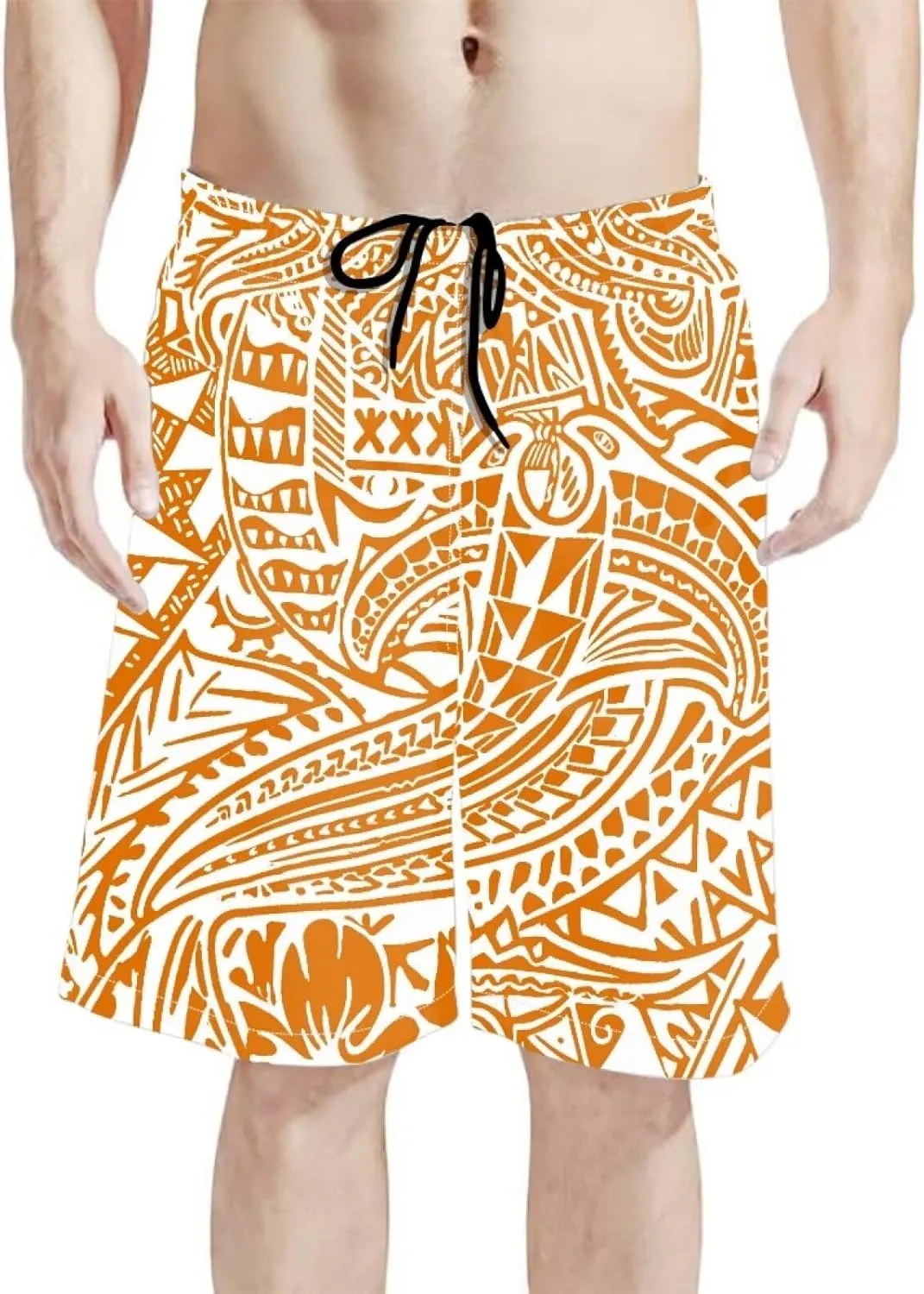 Mens Samoa Hawaii Swim Trunks Quick Dry Polynesian Tribal Tatau Swim Shorts with Mesh Lining