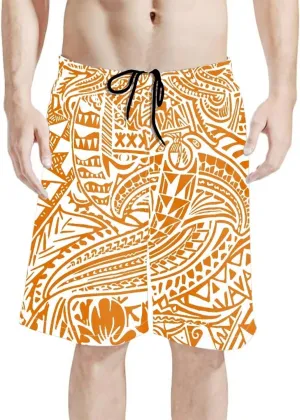 Mens Samoa Hawaii Swim Trunks Quick Dry Polynesian Tribal Tatau Swim Shorts with Mesh Lining