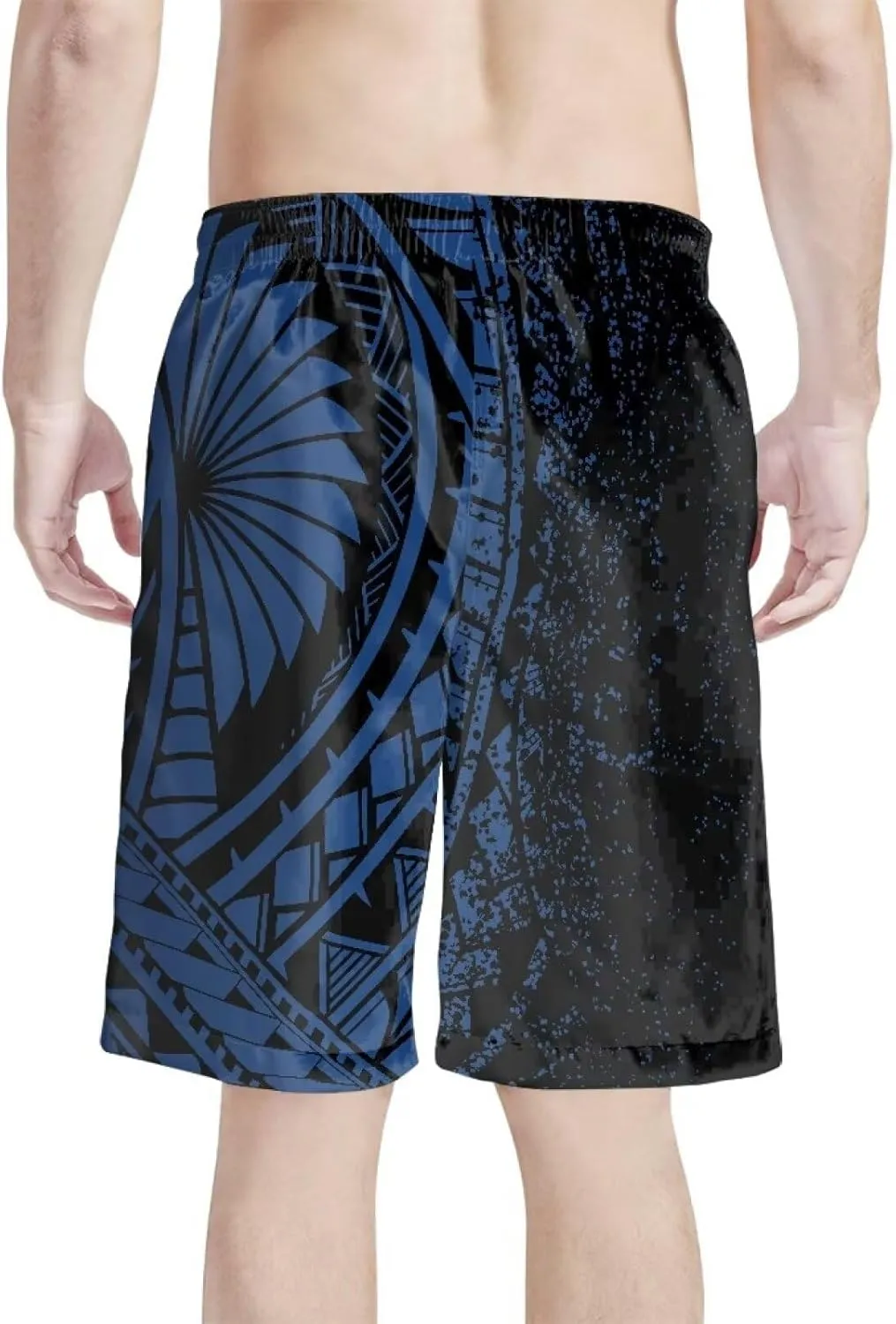 Mens Samoa Puletasi Polynesian Tribal Tonga Swim Trunks Quick Dry Board Shorts with Mesh Lining