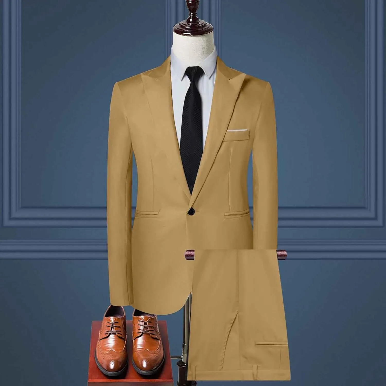 Men's Slim Fit 3 Piece Suit Two Button Solid Single Breasted Notch Lapel Tuxedo Set for Party, Wedding and Business