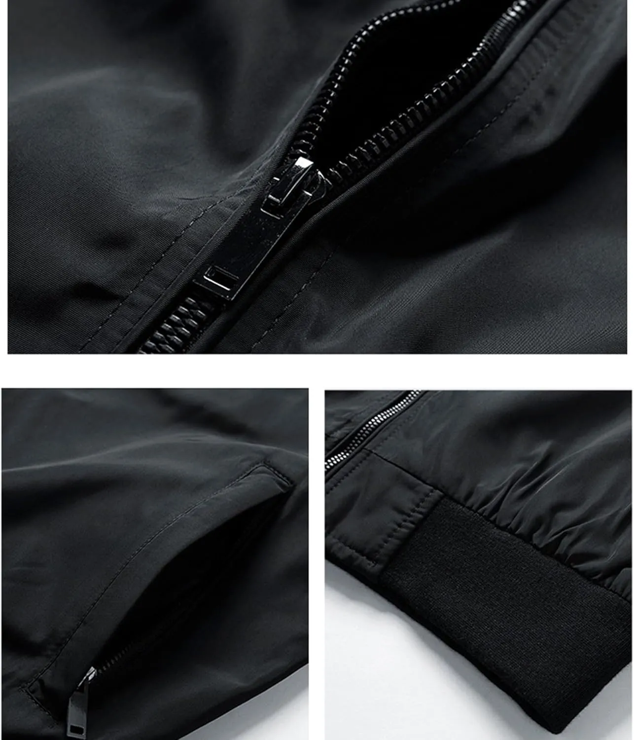 Men's Stand Collar Windproof Windbreaker Lightweight Sportwear Bomber Jackets Full Zip Casual Padded Coats