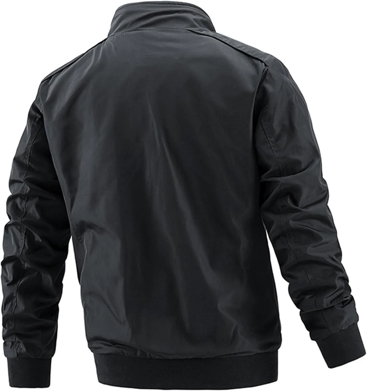 Men's Stand Collar Windproof Windbreaker Lightweight Sportwear Bomber Jackets Full Zip Casual Padded Coats