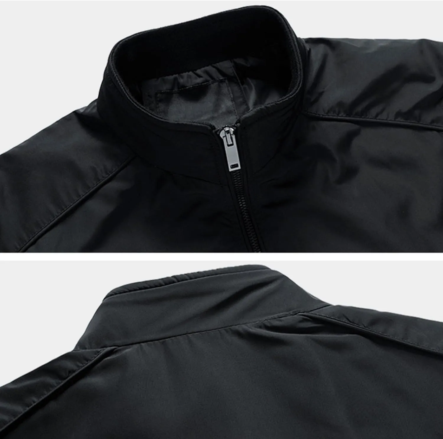 Men's Stand Collar Windproof Windbreaker Lightweight Sportwear Bomber Jackets Full Zip Casual Padded Coats