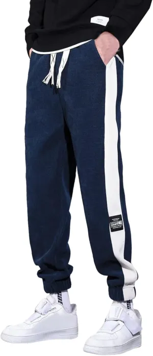 Mens Sweatpants with Pockets Big and Tall Fit Twill Joggers Multi-Pockets Cargo Pants Sweatpants for Men Men's Khaki