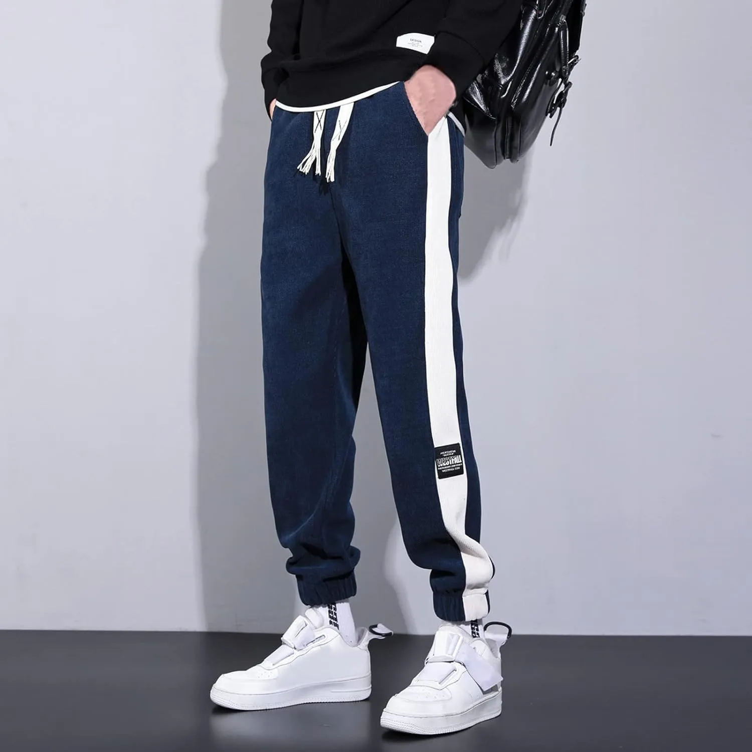 Mens Sweatpants with Pockets Big and Tall Fit Twill Joggers Multi-Pockets Cargo Pants Sweatpants for Men Men's Khaki