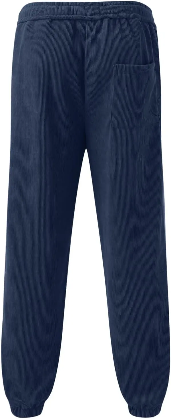 Mens Sweatpants with Pockets Big and Tall Fit Twill Joggers Multi-Pockets Cargo Pants Sweatpants for Men Men's Khaki