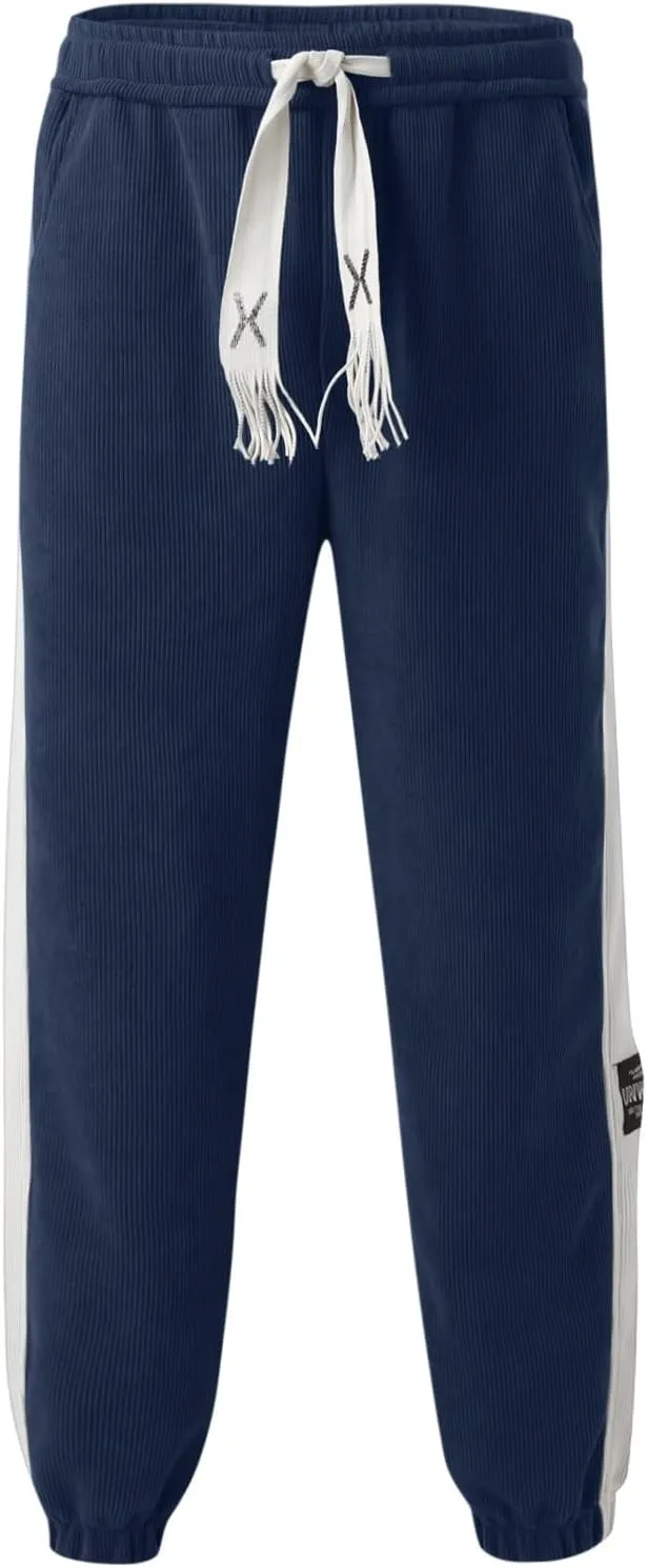 Mens Sweatpants with Pockets Big and Tall Fit Twill Joggers Multi-Pockets Cargo Pants Sweatpants for Men Men's Khaki