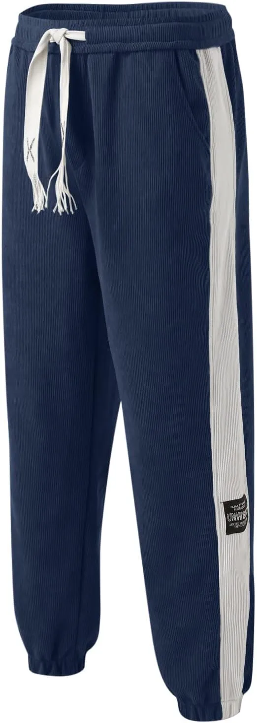 Mens Sweatpants with Pockets Big and Tall Fit Twill Joggers Multi-Pockets Cargo Pants Sweatpants for Men Men's Khaki