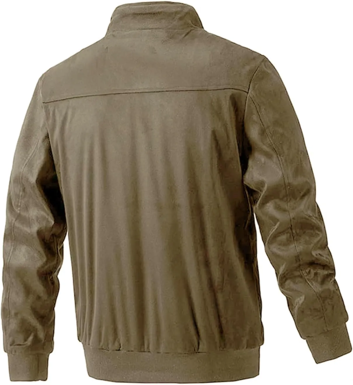 Men's Vintage Fleece Jackets Stand Collar Sherpa Lined Winter Coats Windproof Bomber Casual Jackets with Pocket