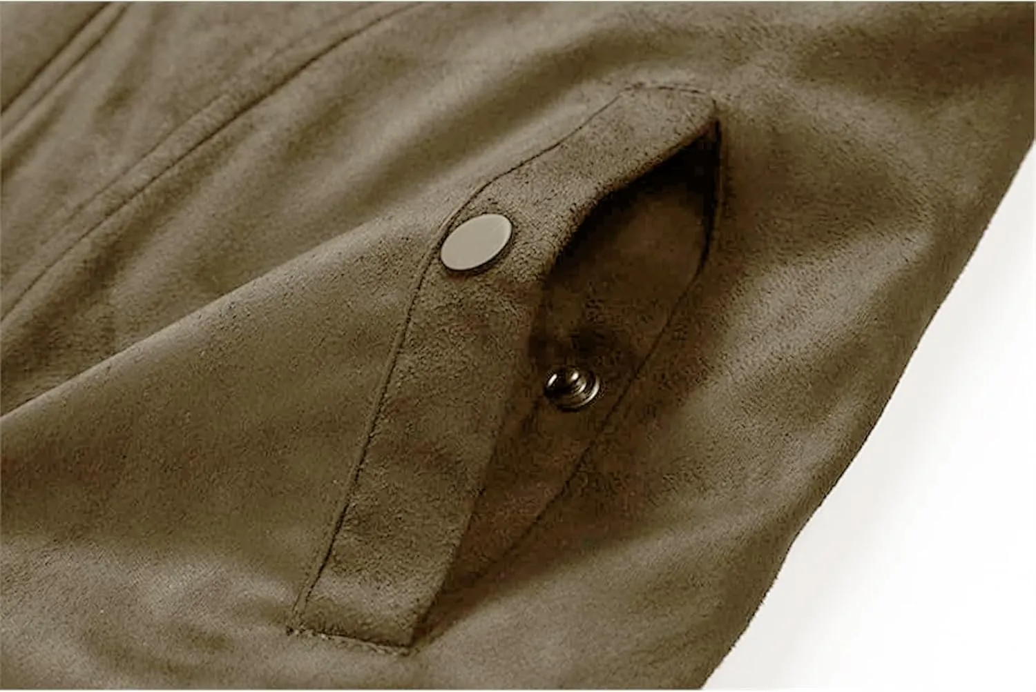 Men's Vintage Fleece Jackets Stand Collar Sherpa Lined Winter Coats Windproof Bomber Casual Jackets with Pocket