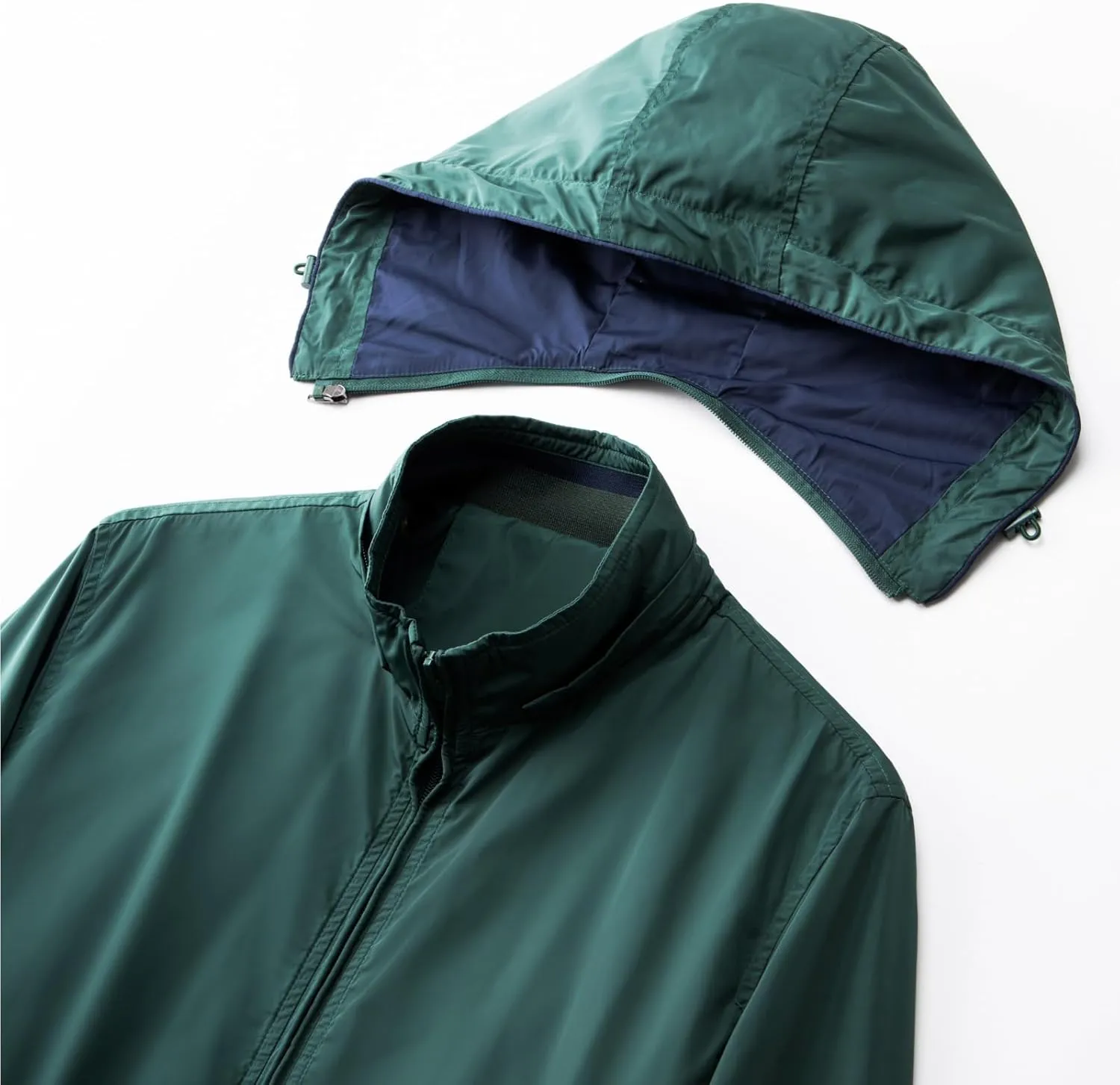 Mens Windproof Jacket Zip Up Hooded Waterproof Windbreakers Loose Lightweight Coats Raincoat Activewear for Hiking