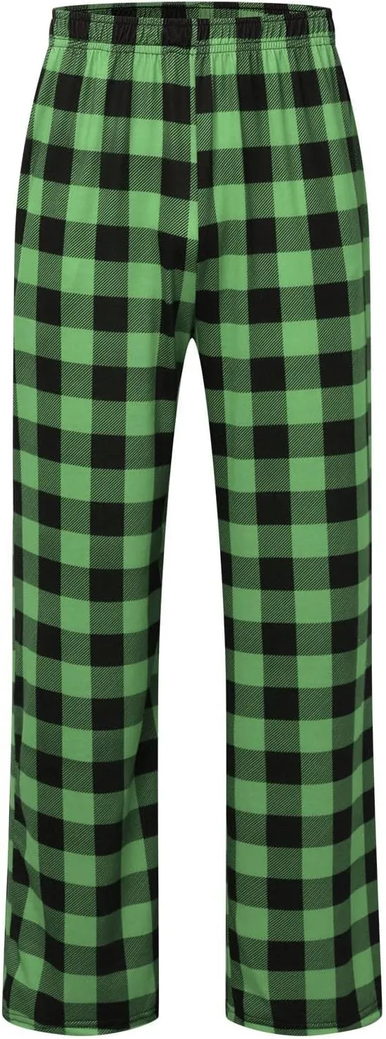 Mens Womens Plaid Pajama Pants Unisex Sleep Lounge Pants Soft PJ Bottoms Plaid Pajama Sweatpants with Pockets