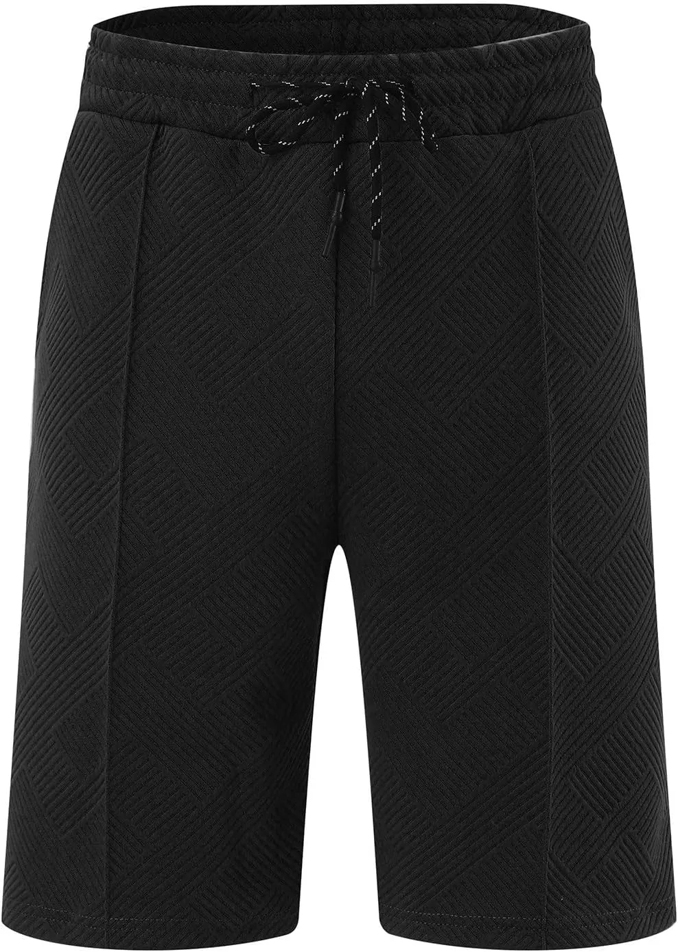 Miyaomn 2 Piece Summer Cotton Jacquard Golf Matching Set for Men Lapel V Neck Zipper Polo Shirt and Shorts Workout Tracksuits