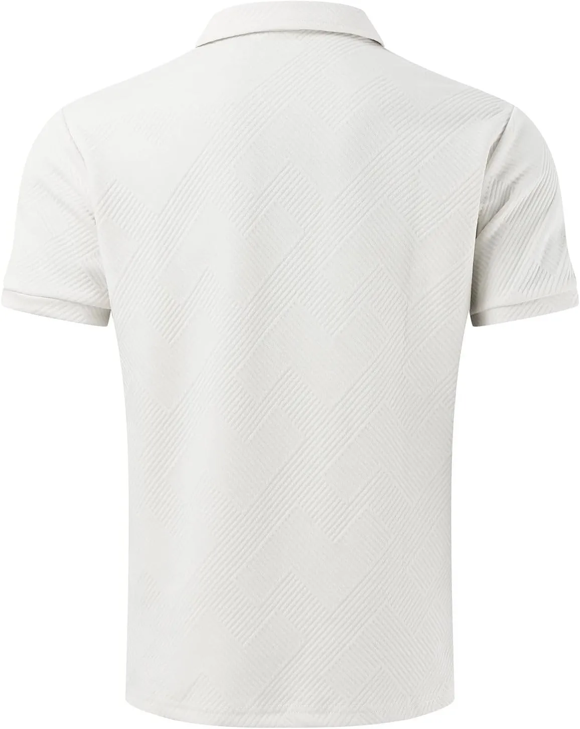 Miyaomn 2 Piece Summer Cotton Jacquard Golf Matching Set for Men Lapel V Neck Zipper Polo Shirt and Shorts Workout Tracksuits