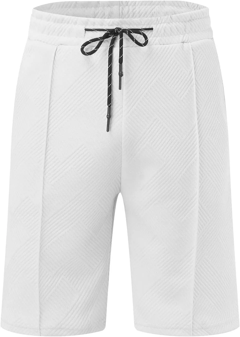 Miyaomn 2 Piece Summer Cotton Jacquard Golf Matching Set for Men Lapel V Neck Zipper Polo Shirt and Shorts Workout Tracksuits