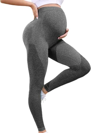 Miyaomn Womens Athletic Soft Maternity Leggings Over The Belly Non-See-Through Workout Pregnancy Yoga Pants Activewear Tights