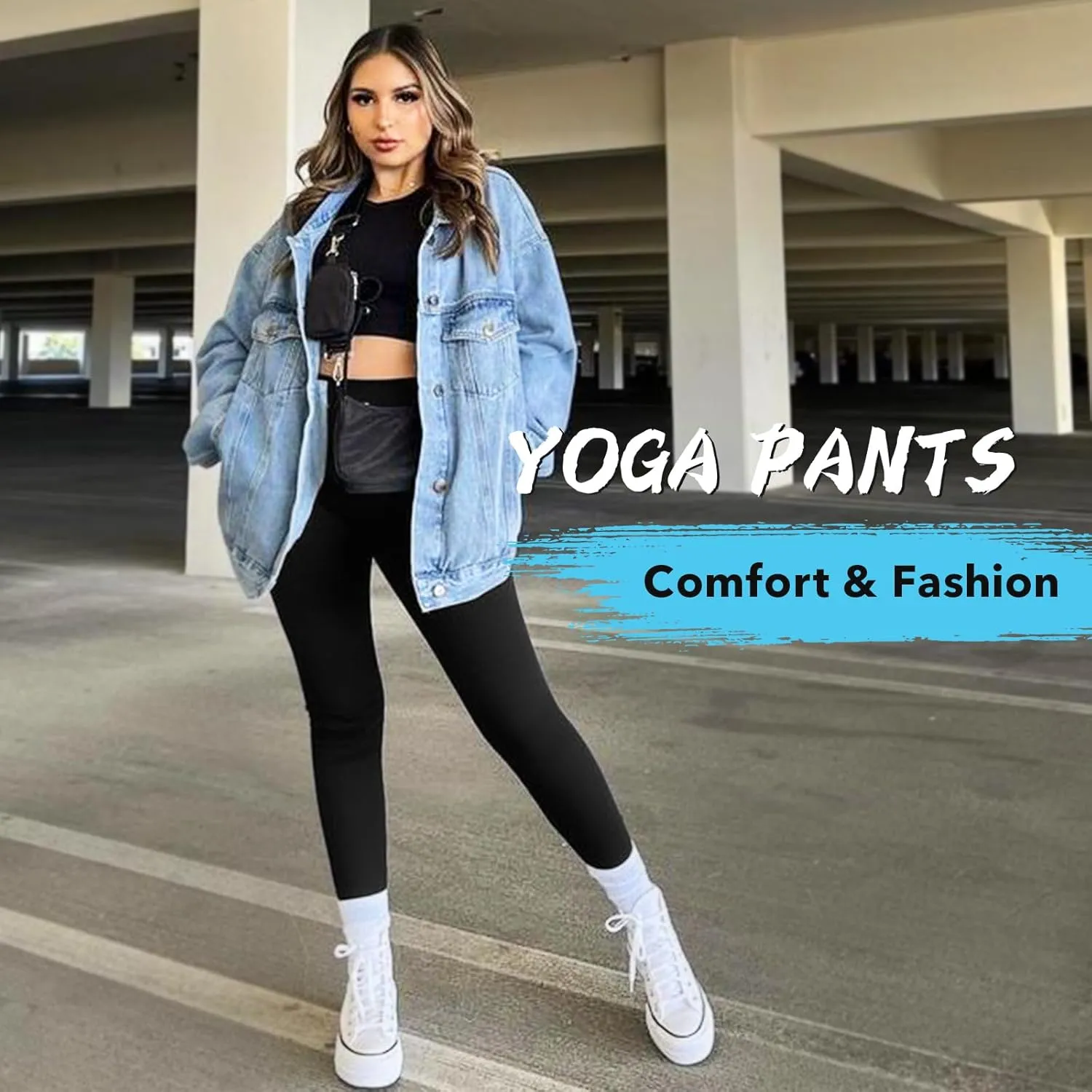MOREFEEL Leggings with Pockets for Women, High Waisted Tummy Control Workout Hip Lift Yoga Pants Activewear