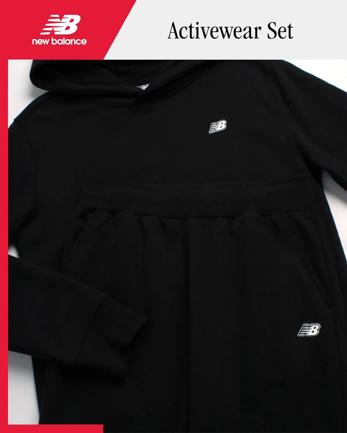 New Balance Boys' Sweatsuit Set - 2 Piece Pullover Hoodie Sweatshirt and Jogger Pants - Boys Activewear Fleece Jogset (8-20)