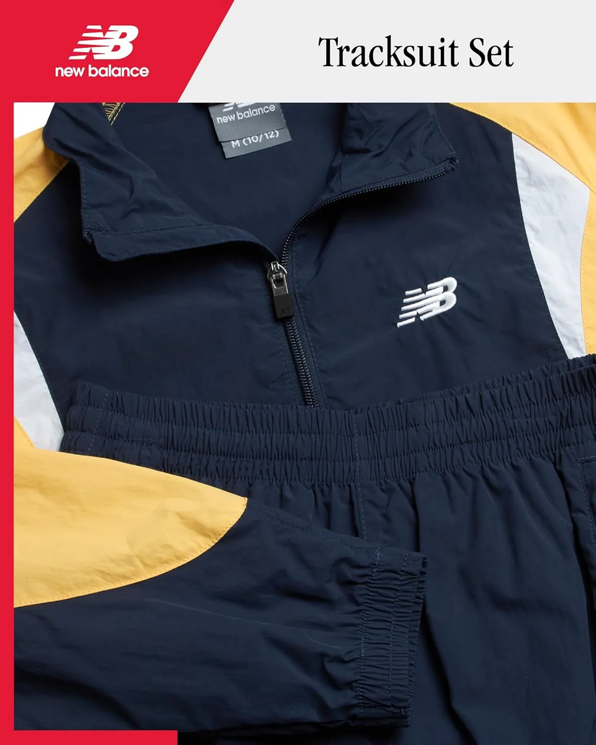 New Balance Boys' Tracksuit Set - 2 Piece Athletic Woven Track Jacket and Jogger Sweatpants Set for Boys (Sizes: 8-20)