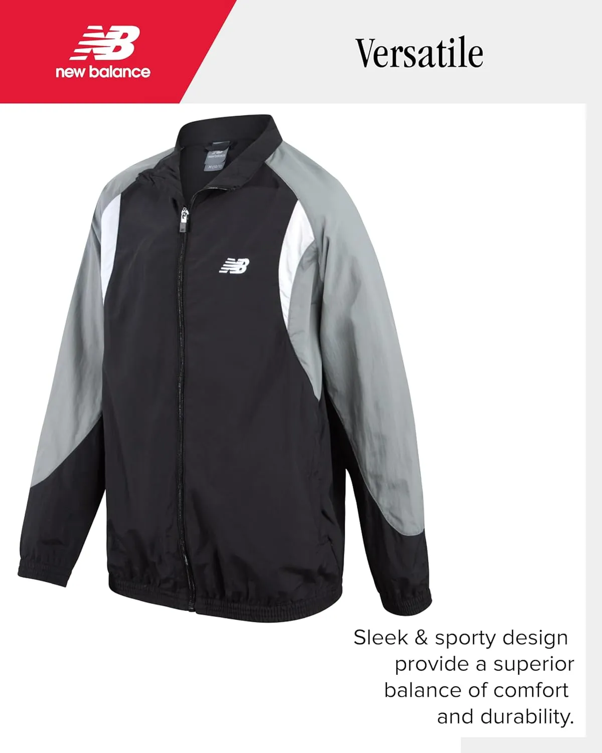 New Balance Boys' Tracksuit Set - 2 Piece Athletic Woven Track Jacket and Jogger Sweatpants Set for Boys (Sizes: 8-20)