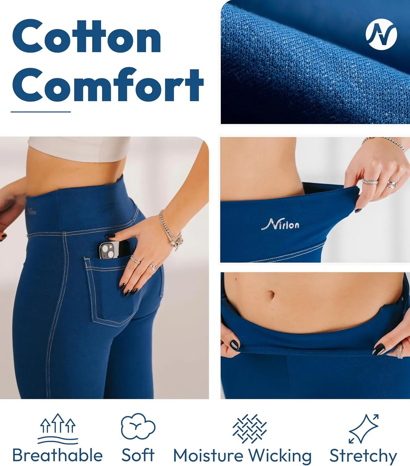 Nirlon Women's Jeggings High Waist Tummy Control Jean Leggings with Pockets for Women