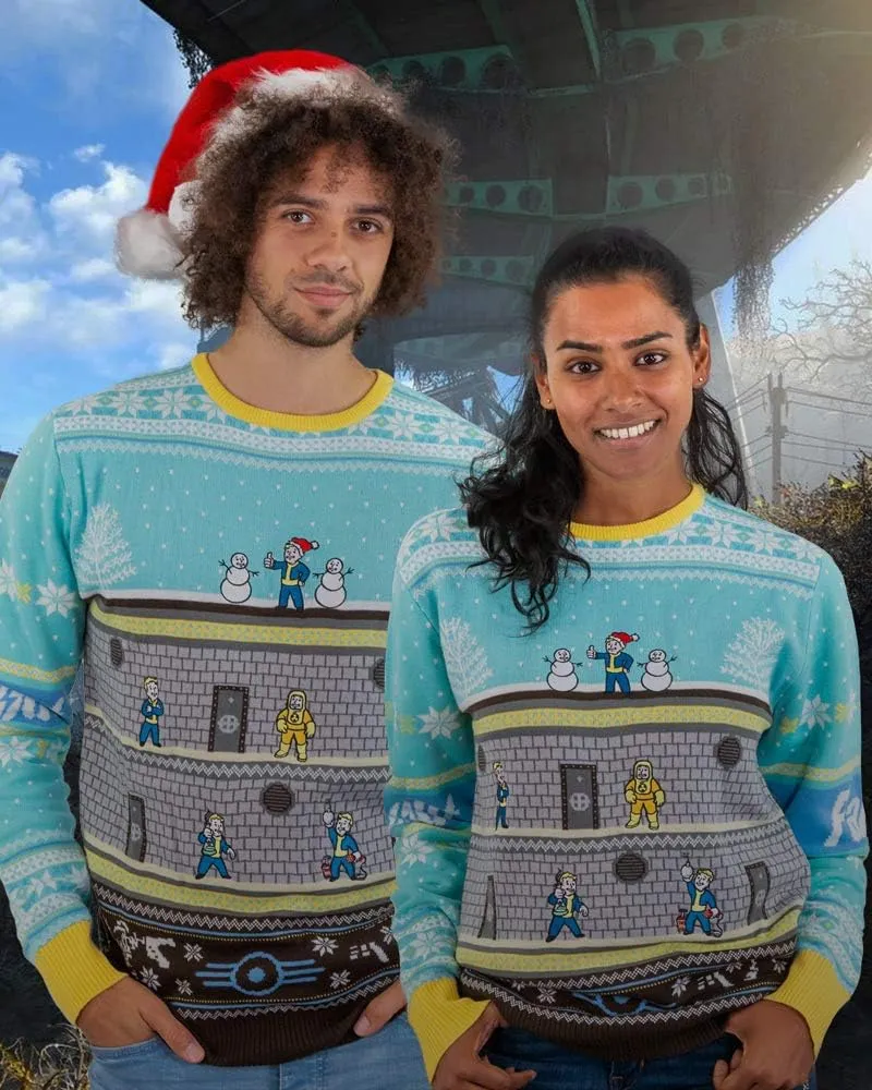 Numskull Unisex Official Fallout Vault Knitted Christmas Jumper for Men or Women - Ugly Novelty Sweater Gift
