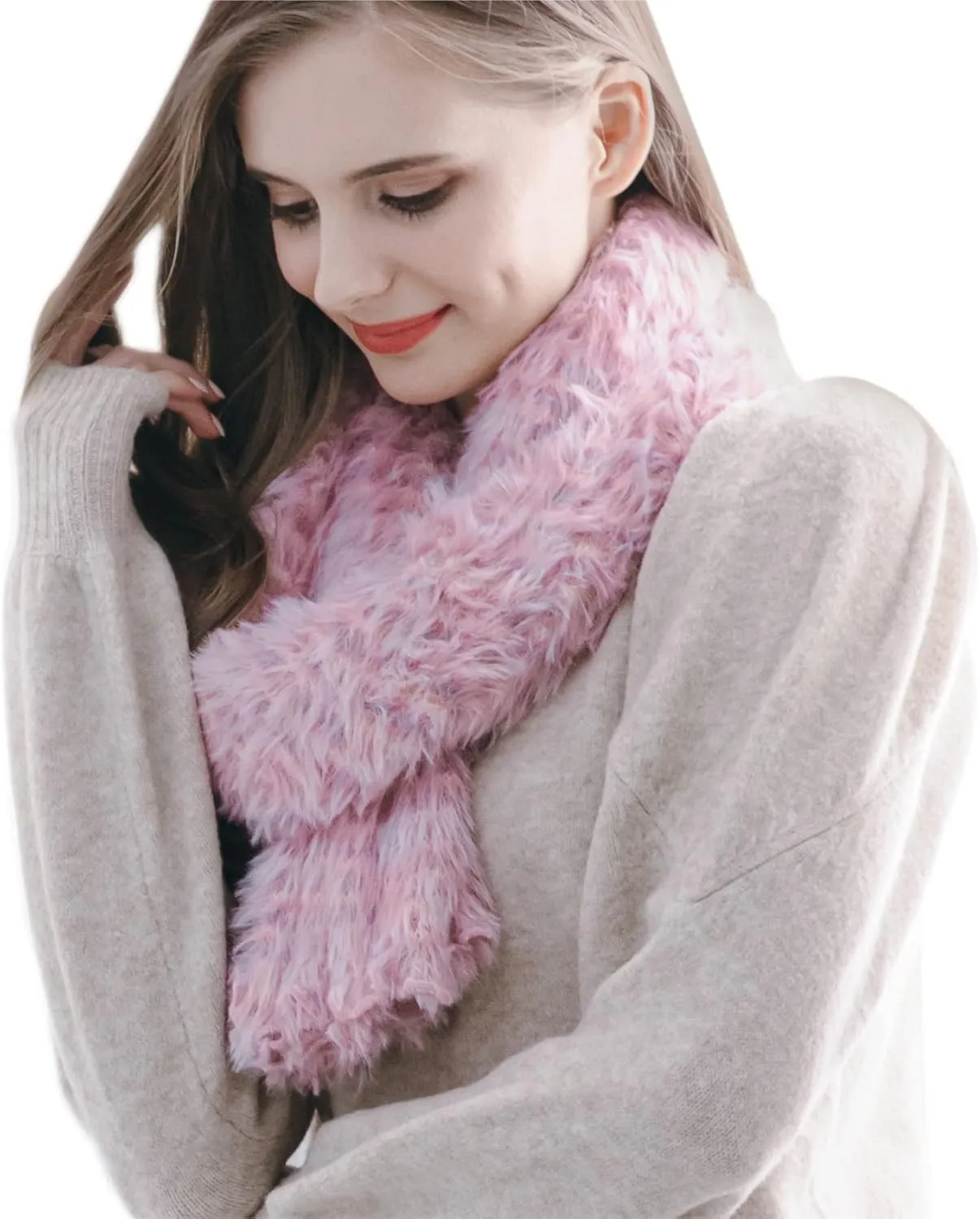 ONE Scarf: Faux Fur Infinity Scarfs or Shawl Wraps for Women Winter Warm, Soft & Fluffy Scarf in Gift Box
