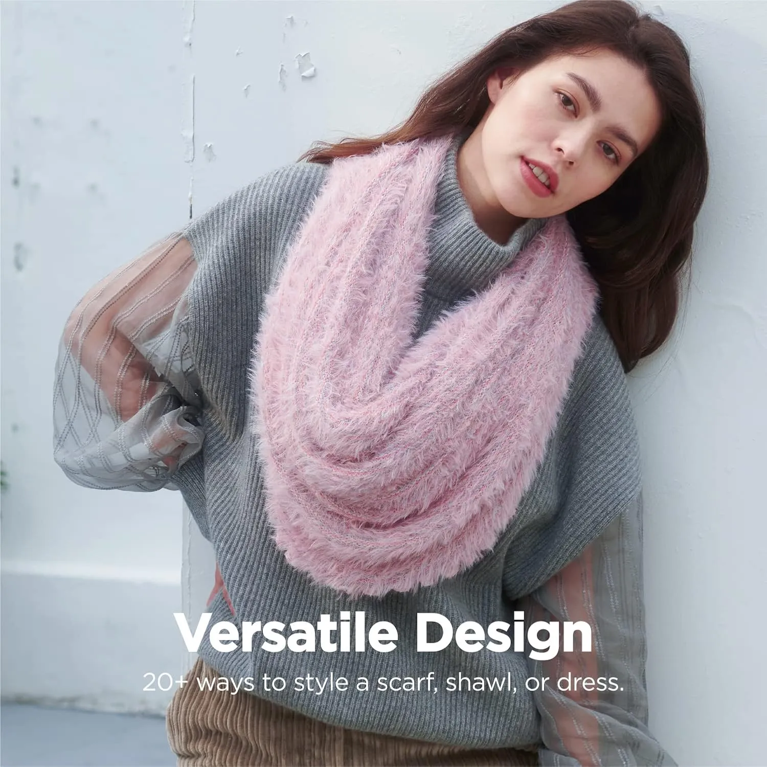 ONE Scarf: Faux Fur Infinity Scarfs or Shawl Wraps for Women Winter Warm, Soft & Fluffy Scarf in Gift Box