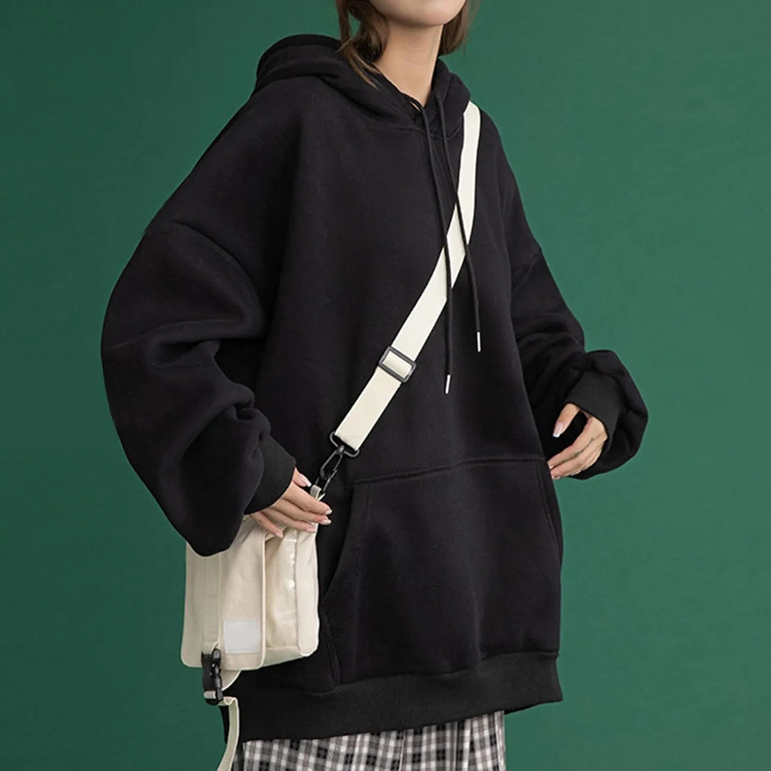 Oversized Sweatshirts for Women Loose Fit Casual Pocket Pullover Hoodies Long Sleeve String Solid Activewear Sweater