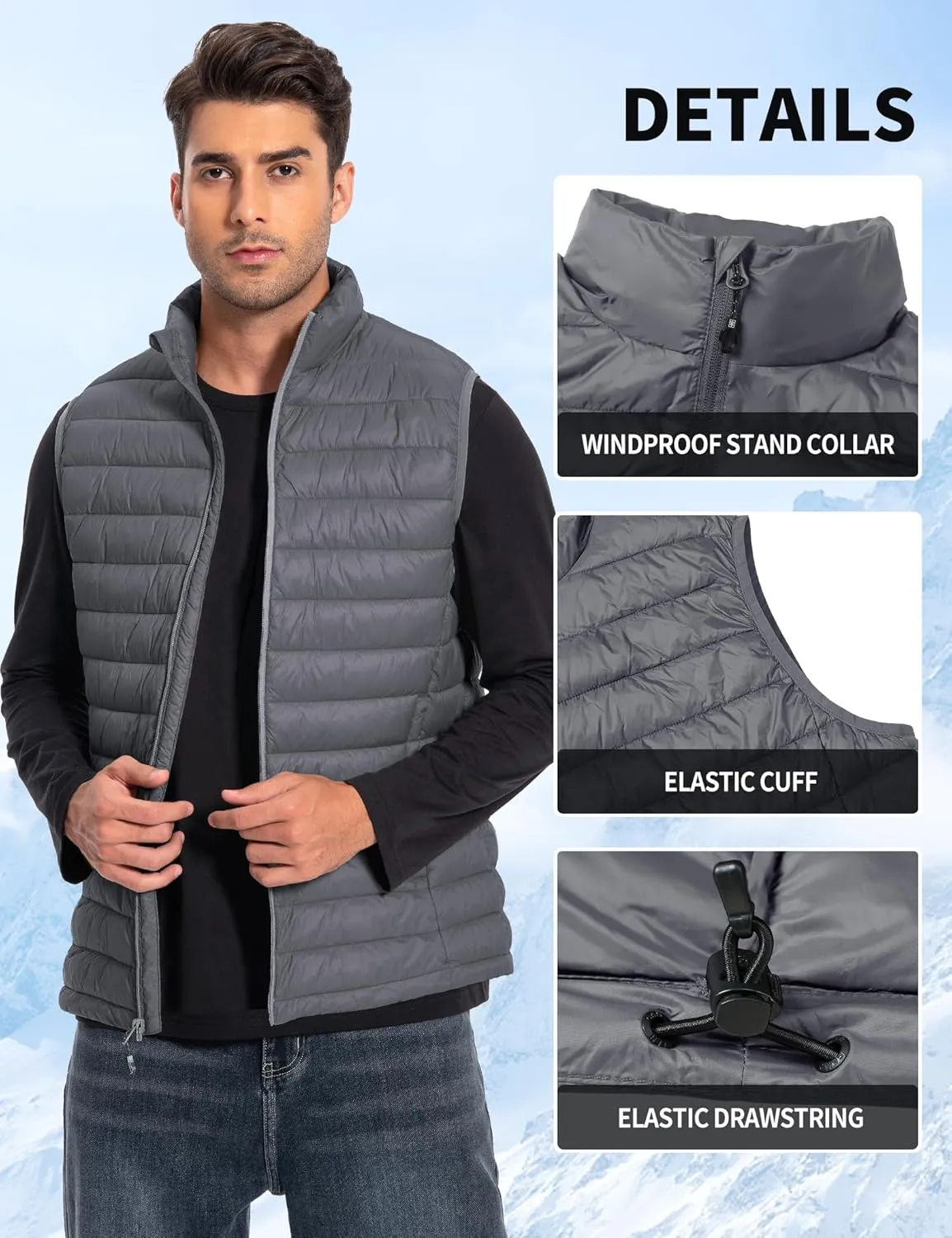 Pioneer Camp Men's Lightweight Puffer Vest Packable Water-Repellent Warm Quilted Sleeveless Outerwear for Work Casual Travel…