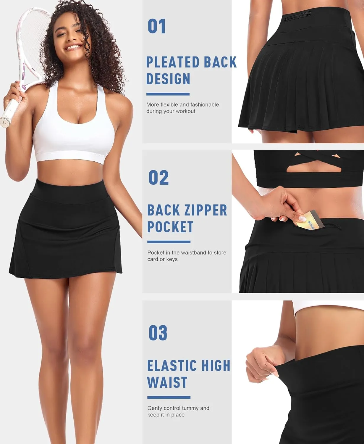 Pleated Tennis Skirts for Women High Waisted Athletic Golf Skorts with Pockets Shorts Running Workout Clothes