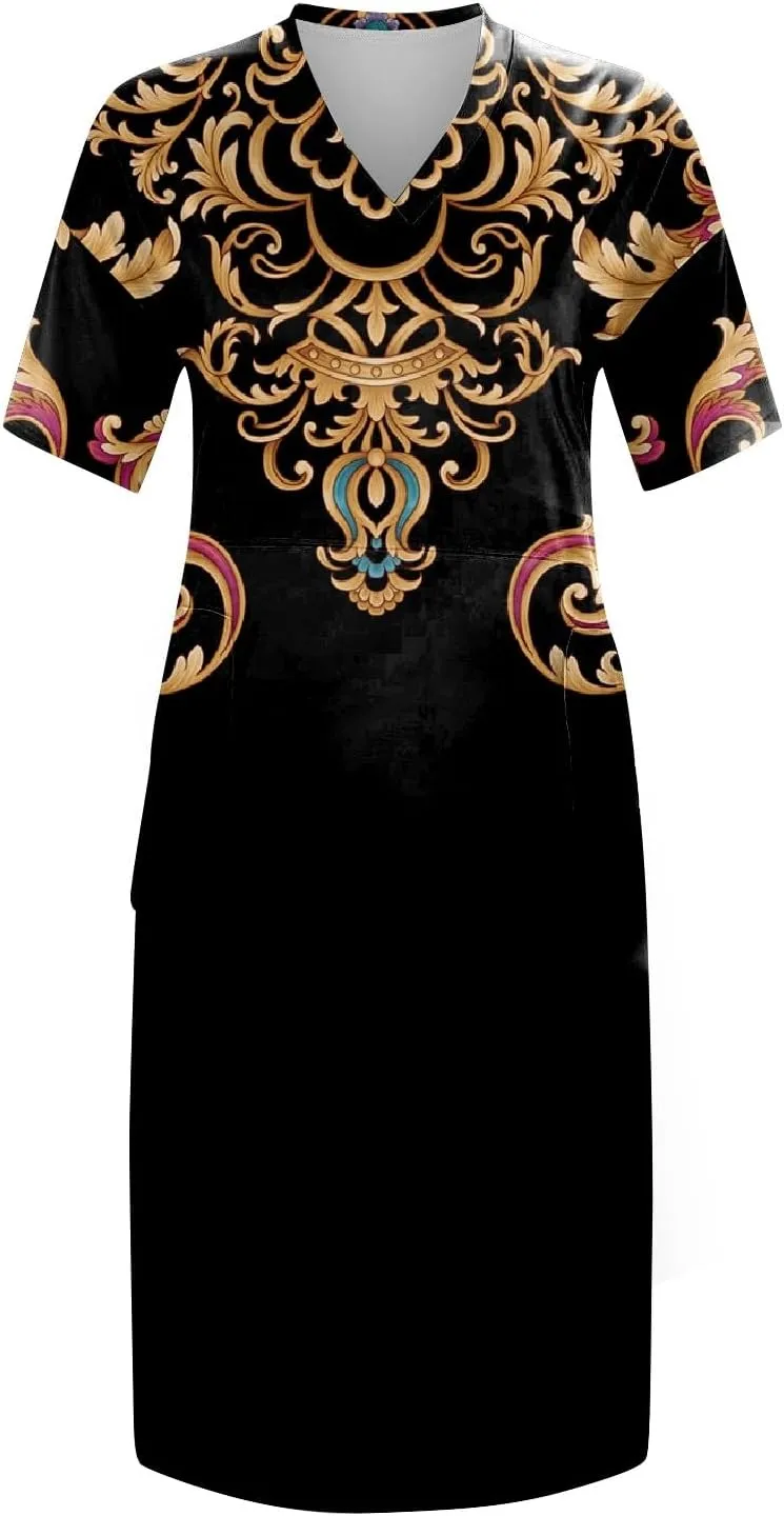 Plus Size Dresses for Curvy Women 2024 Summer Casual Short Sleeve Tshirt Midi Dress with Pockets Beach Vacation Dress