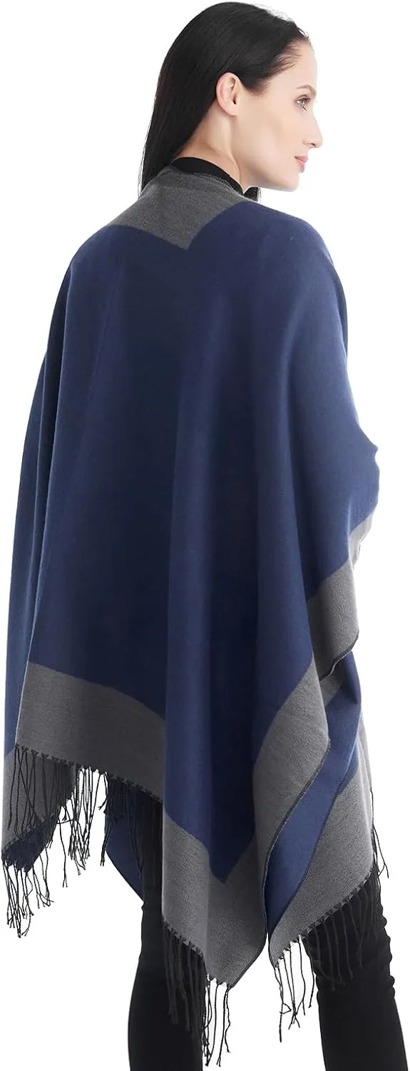 Poncho Shawl Wraps for Women, Women's Soft Warm Ponchos Sweaters Open Front Travel Poncho Cape for fall winter Spring