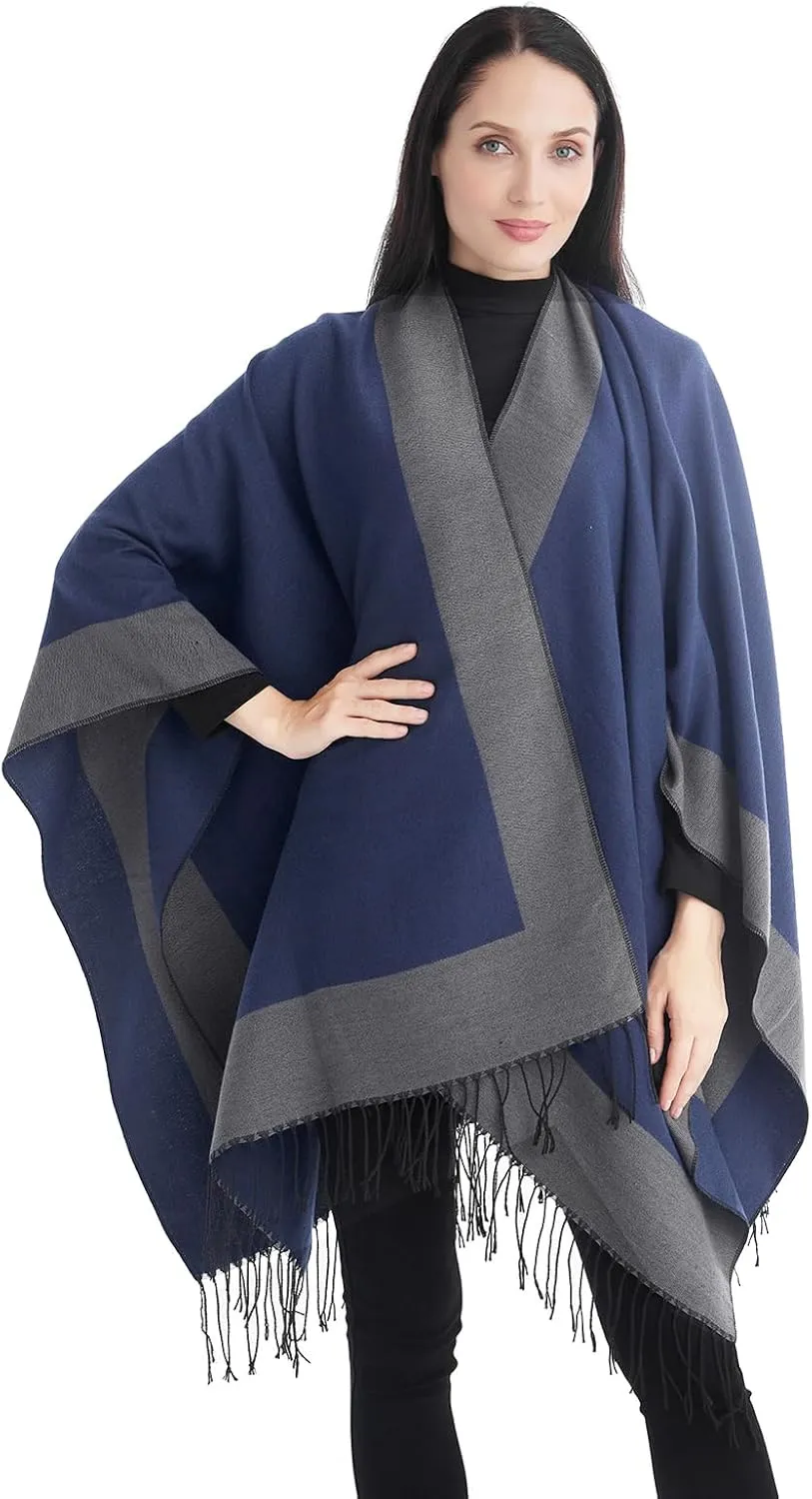 Poncho Shawl Wraps for Women, Women's Soft Warm Ponchos Sweaters Open Front Travel Poncho Cape for fall winter Spring