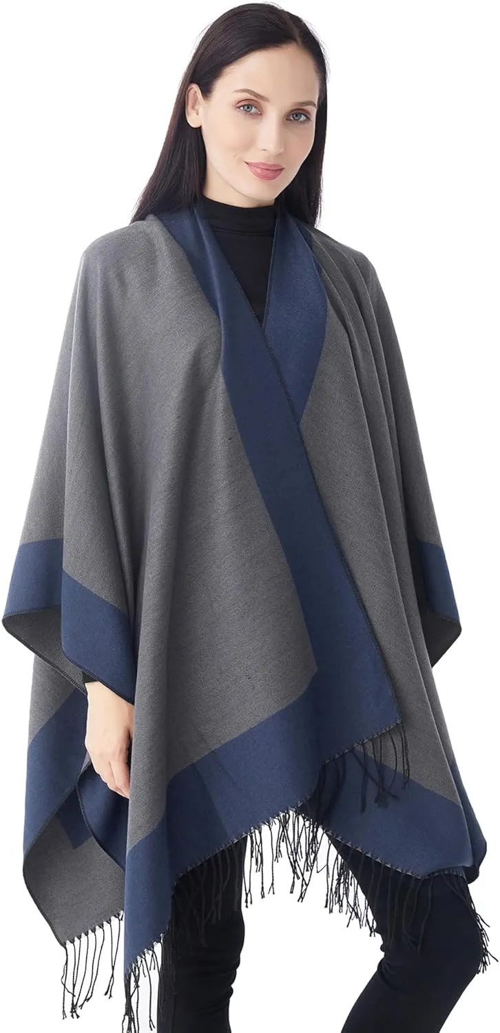 Poncho Shawl Wraps for Women, Women's Soft Warm Ponchos Sweaters Open Front Travel Poncho Cape for fall winter Spring