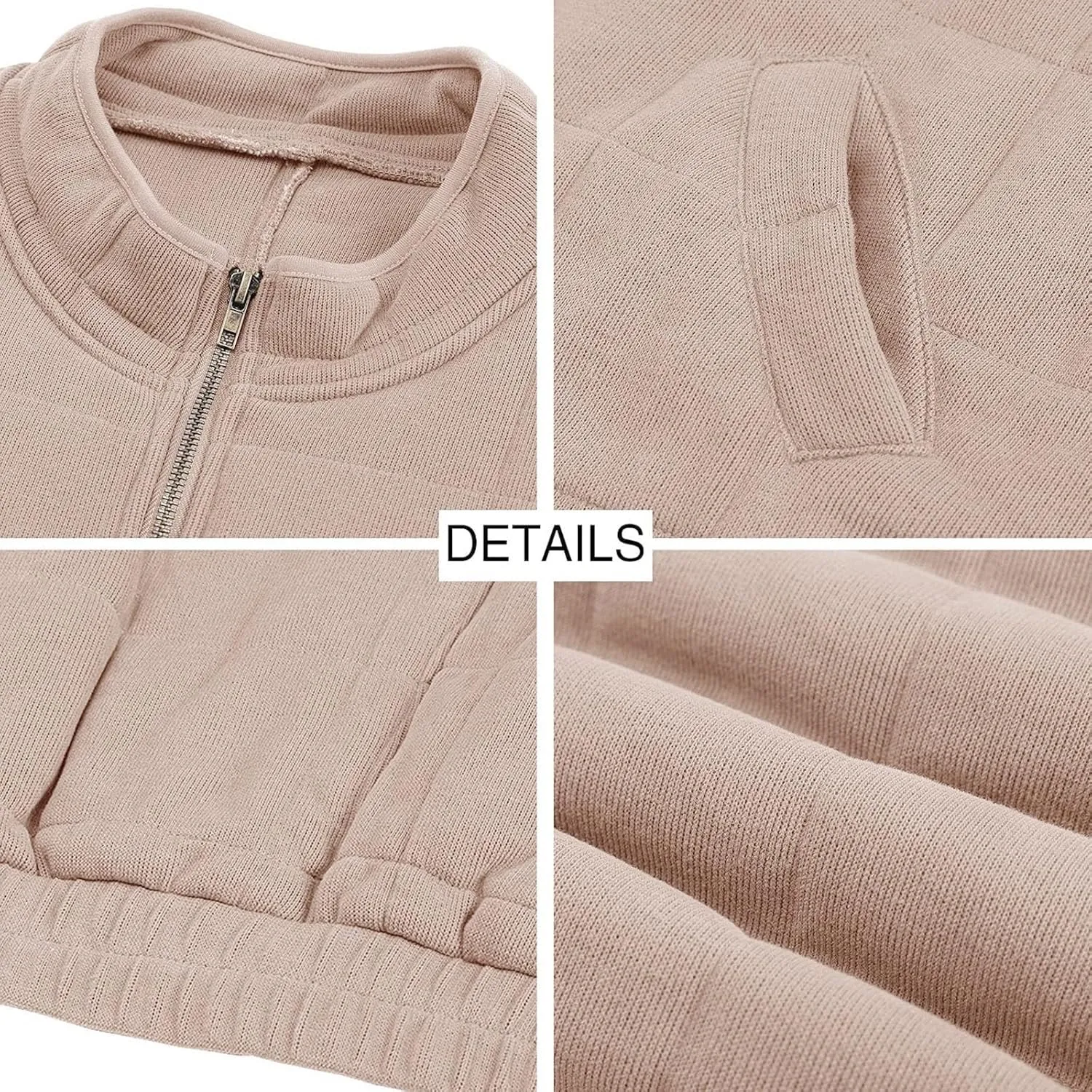 Quilted Jackets for Women Lightweight Dolman Sleeve Down Coats Zipper Padded Bomber Jackets Outwear with Pocket